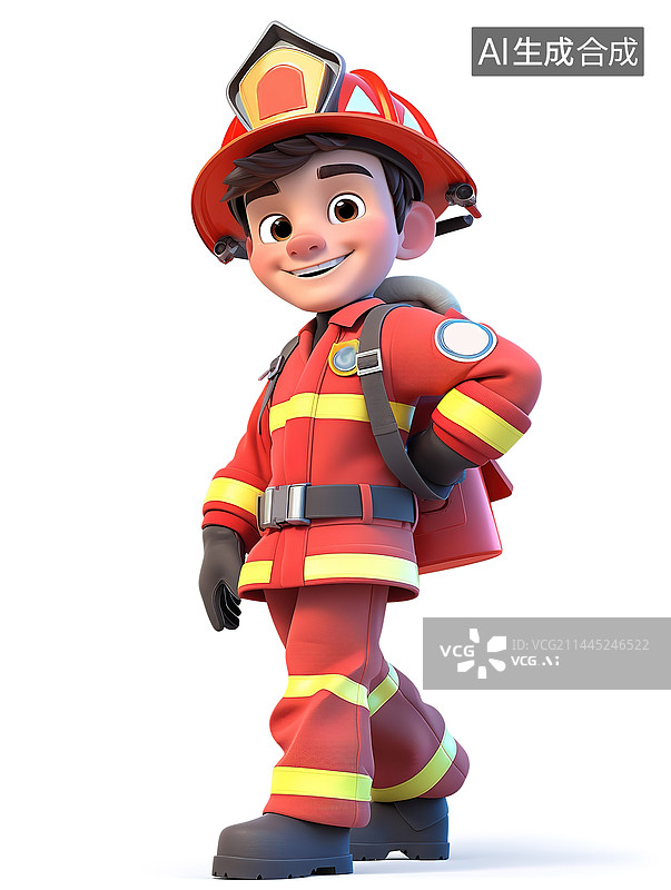 【AI数字艺术】消防员3d插画图片素材