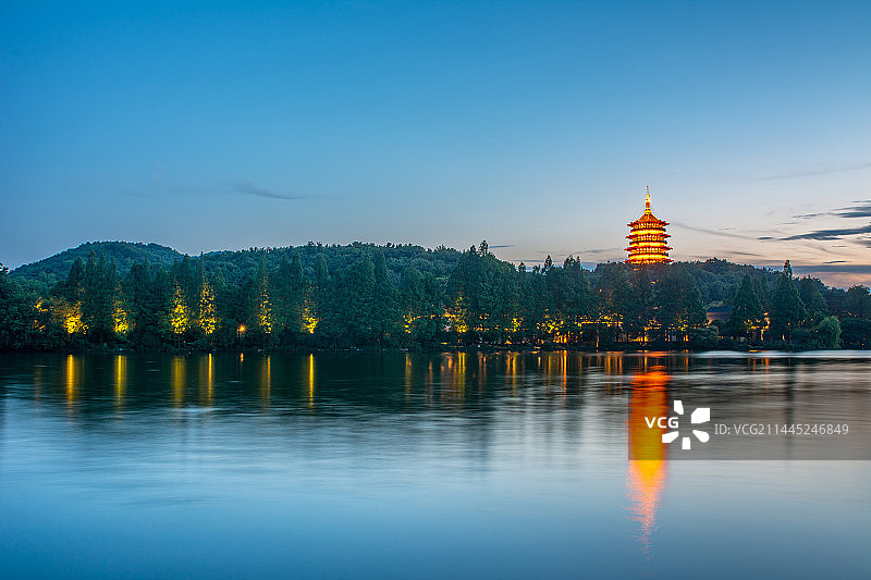 西湖 杭州 杭州西湖风光 西湖夜景 雷峰塔夜景 地标 标志性景点图片素材