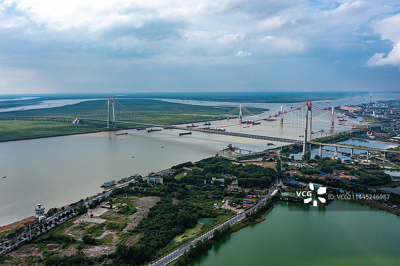 航拍湖南岳阳洞庭湖大桥图片素材