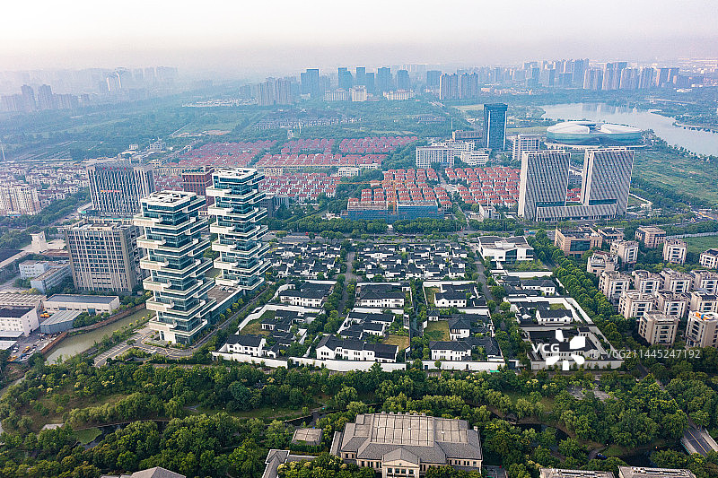 航拍浙江嘉兴市城市风光图片素材