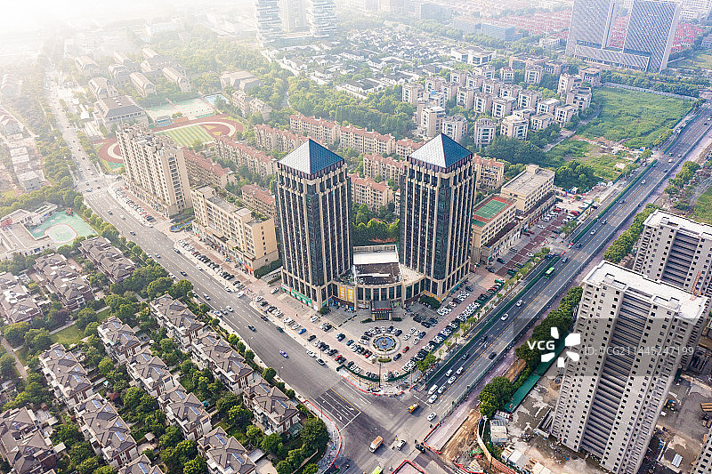 航拍浙江嘉兴市城市风光图片素材