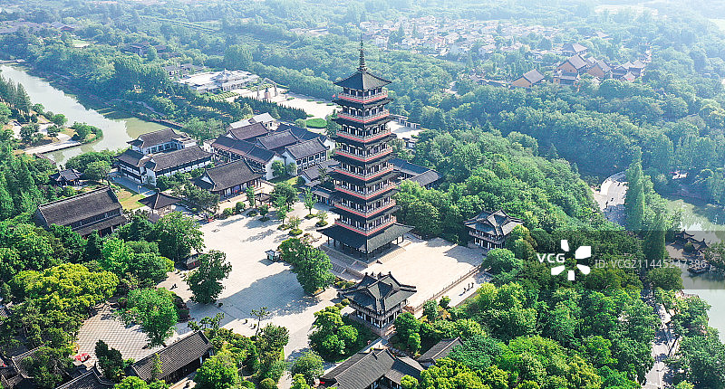 俯瞰扬州平山堂、大明寺图片素材