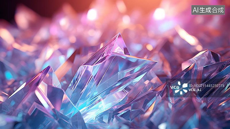 【AI数字艺术】3D彩色镭射水晶摄影图海报横版网页端PPT背景图图片素材