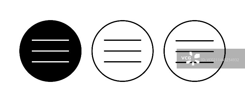 网页菜单图标集汉堡菜单符号图片素材