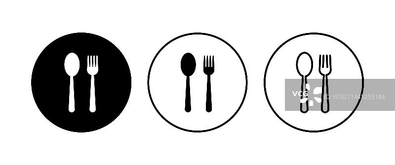 勺子和叉子图标集图片素材