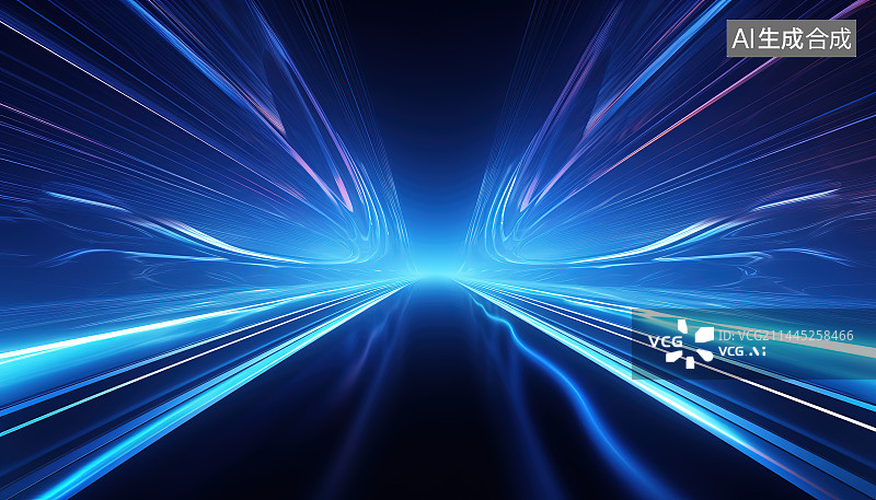 【AI数字艺术】蓝色背景下的光线图片素材