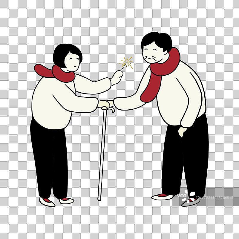 简笔画一对老年夫妻图片素材