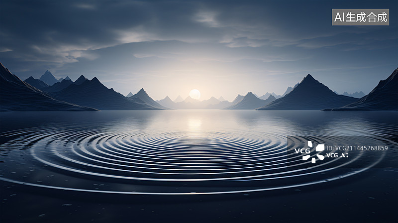 【AI数字艺术】山水画自然风景产品背景图片素材