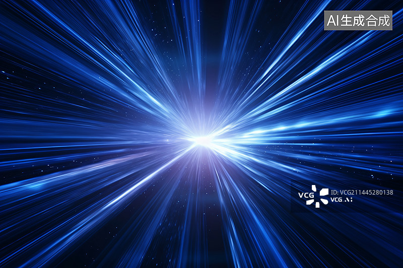 【AI数字艺术】蓝色渐变放射性线条海报背景。图片素材