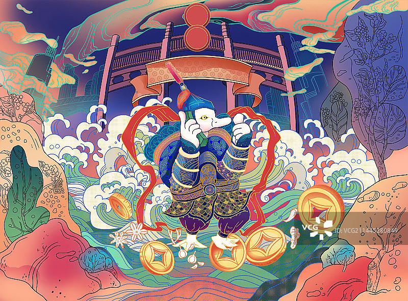 南京盐水鸭国风插画图片素材