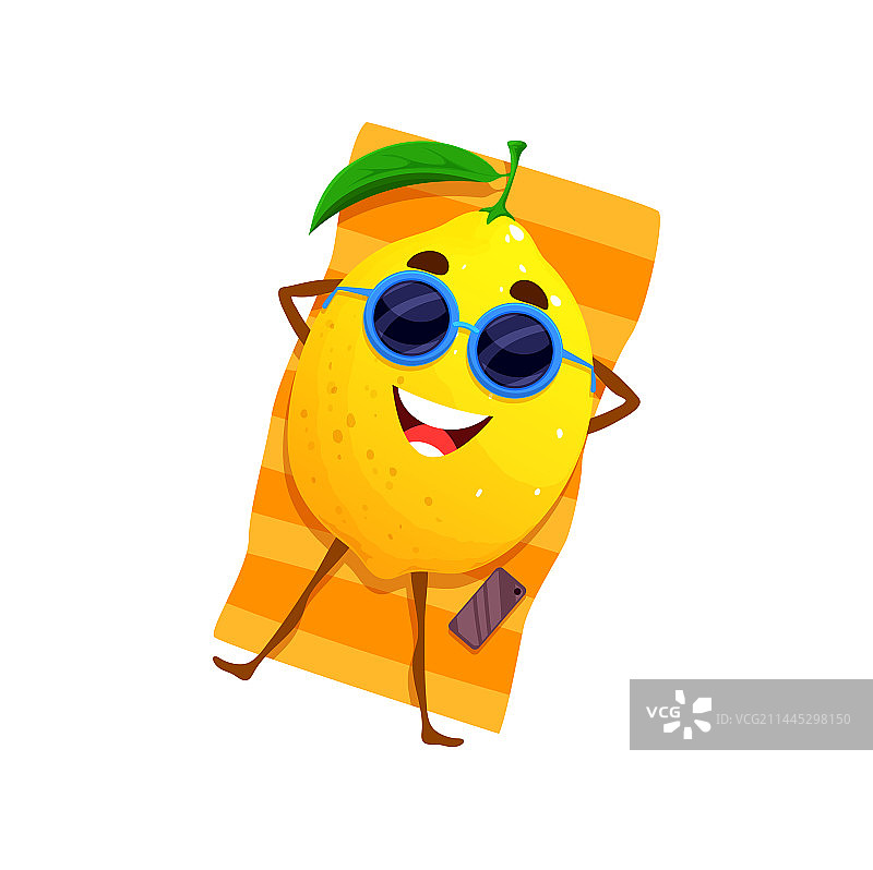 卡通放松柠檬形象图片素材