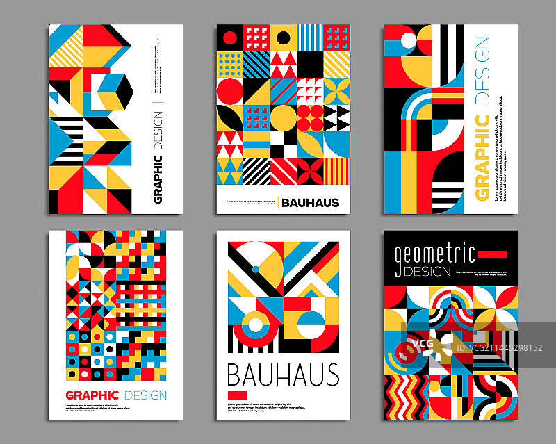 具有几何图案的包豪斯海报版式图片素材