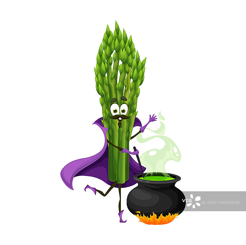 卡通万圣节芦笋巫师角色图片素材