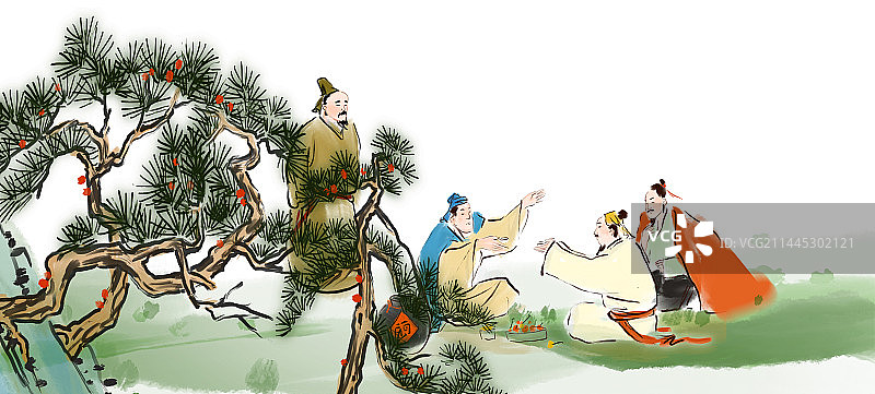 中国风酒文化中国白酒饮料设计古代人物插图图片素材