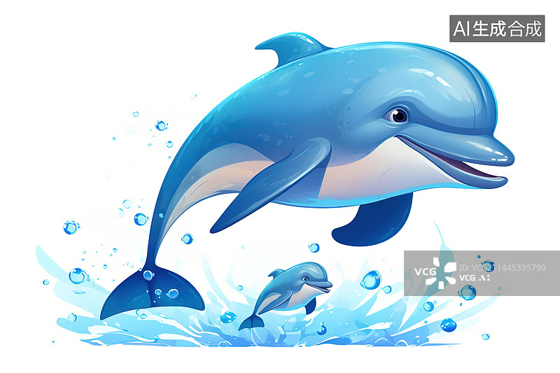 【AI数字艺术】两只海豚图片素材