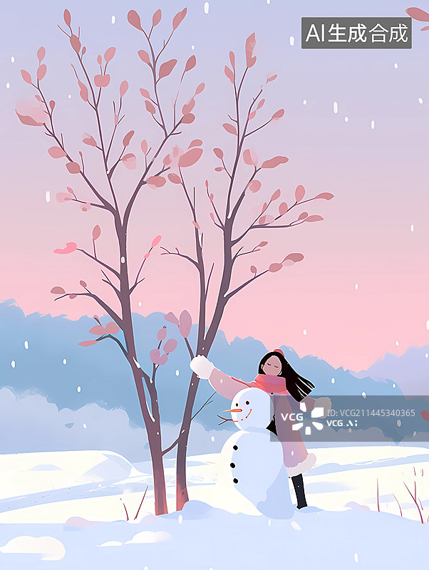 【AI数字艺术】扁平插画-冬季图片素材