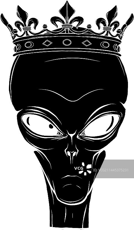 外星国王吉祥物黑色剪影图片素材