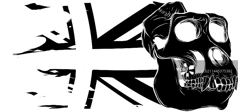 联合的猴子头骨黑色剪影图片素材