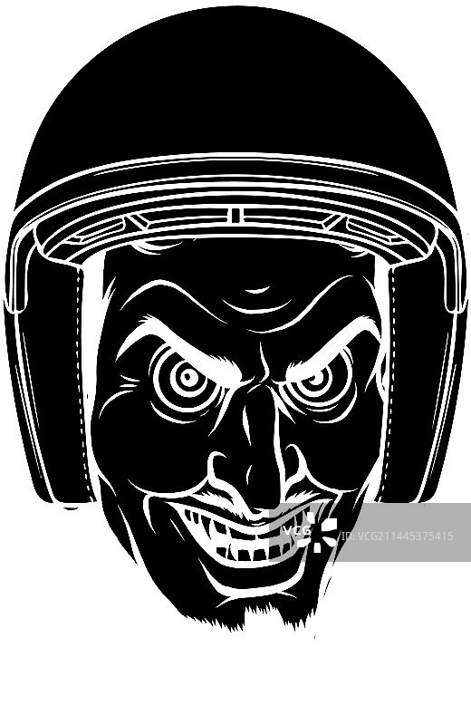 带头盔的恶魔头像黑色轮廓图片素材