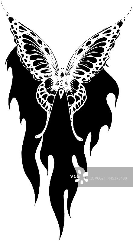 火焰蝴蝶的黑色轮廓图片素材