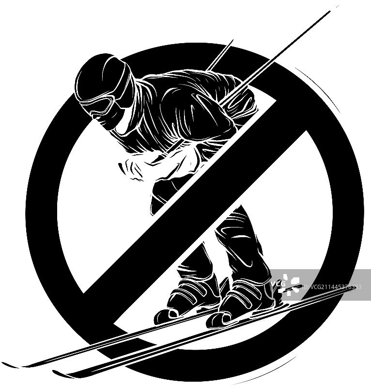 禁止滑雪黑色剪影图片素材