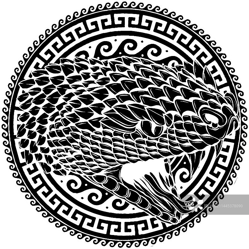 带曼陀罗的蛇头黑色剪影图片素材