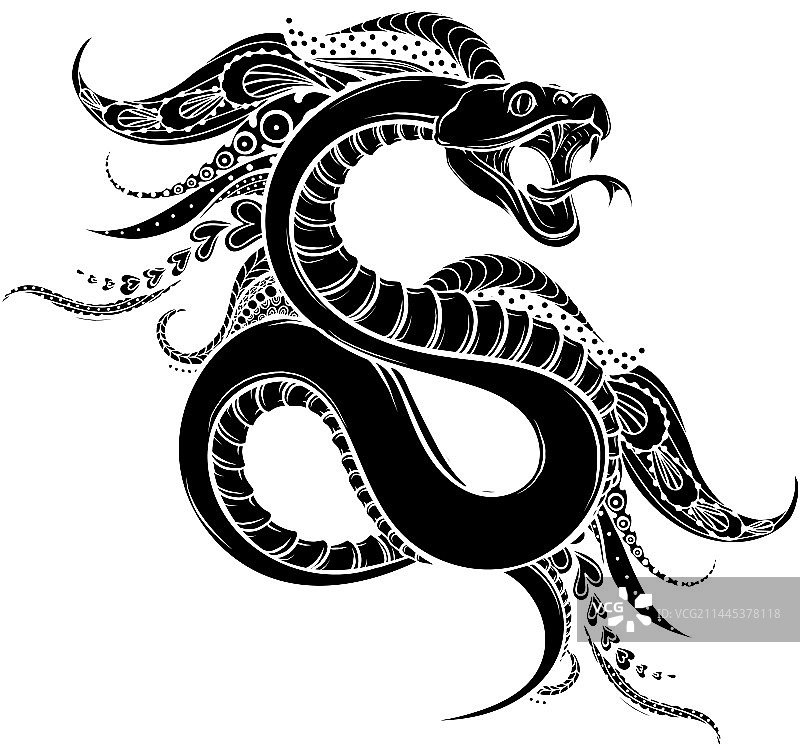 曼陀罗蝰蛇黑色剪影图片素材