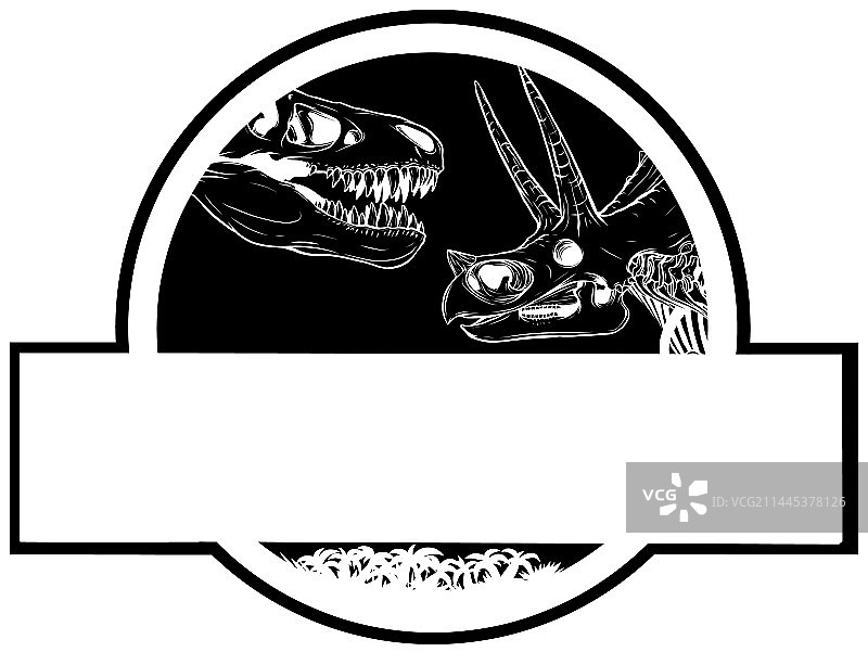 恐龙骨骼黑色剪影Logo图片素材