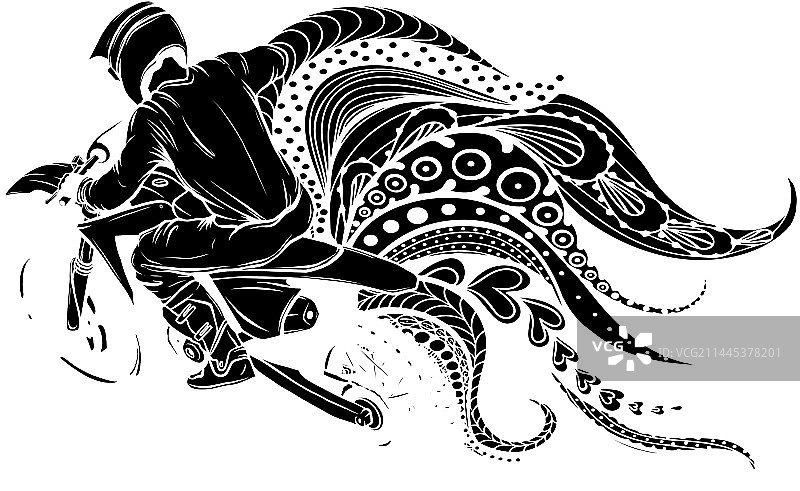 摩托车越野赛与骑手黑色剪影图片素材