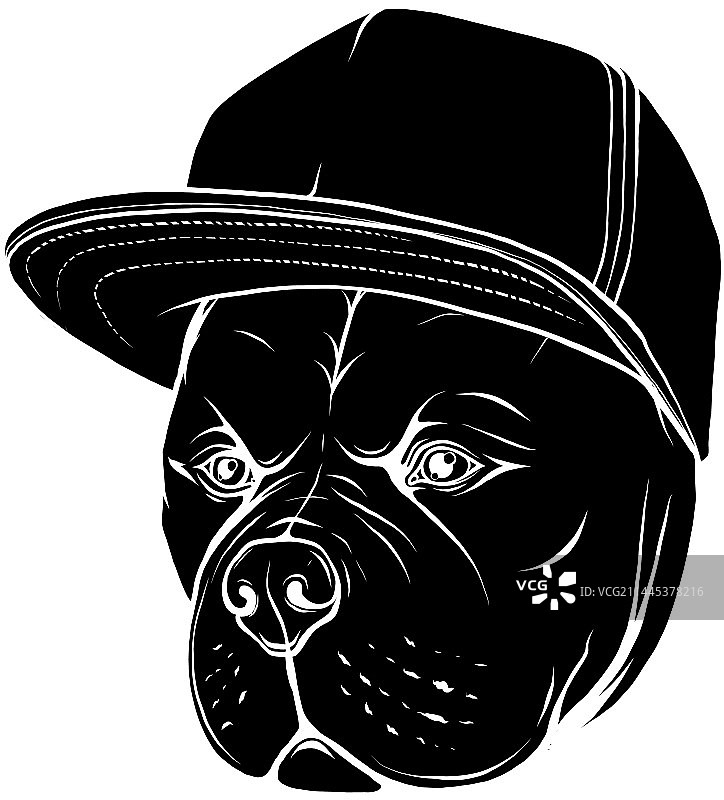 戴帽子的比特犬黑色剪影图片素材