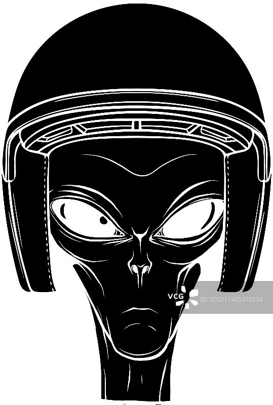 戴头盔的外星人头部黑色剪影图片素材
