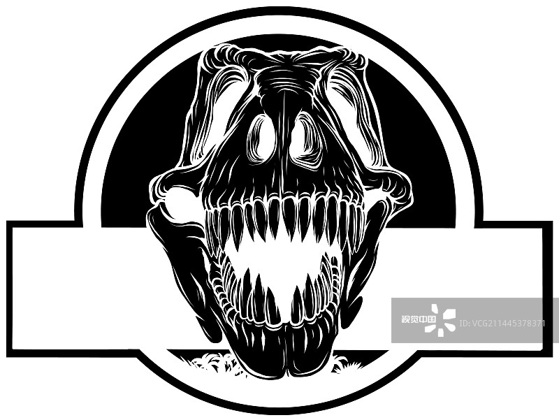 Logo中的恐龙头骨霸王龙黑色剪影图片素材