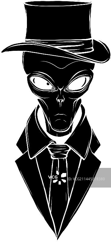 身穿西装的黑色外星人轮廓图片素材