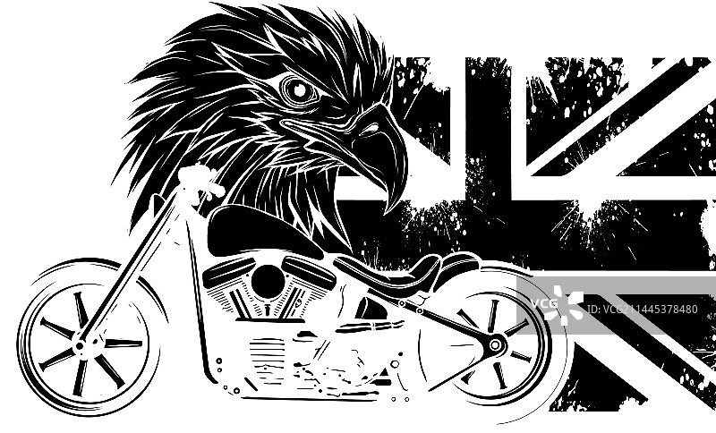 英国旗摩托车黑色剪影图片素材