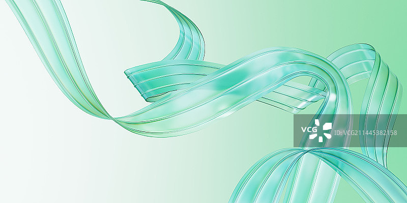 3D高清绿色抽象艺术飘带造型背景壁纸图片素材