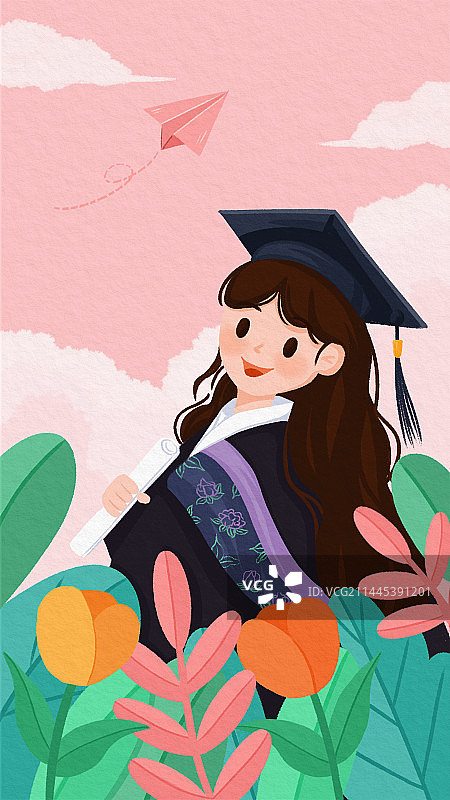 毕业季手拿证书的女孩图片素材