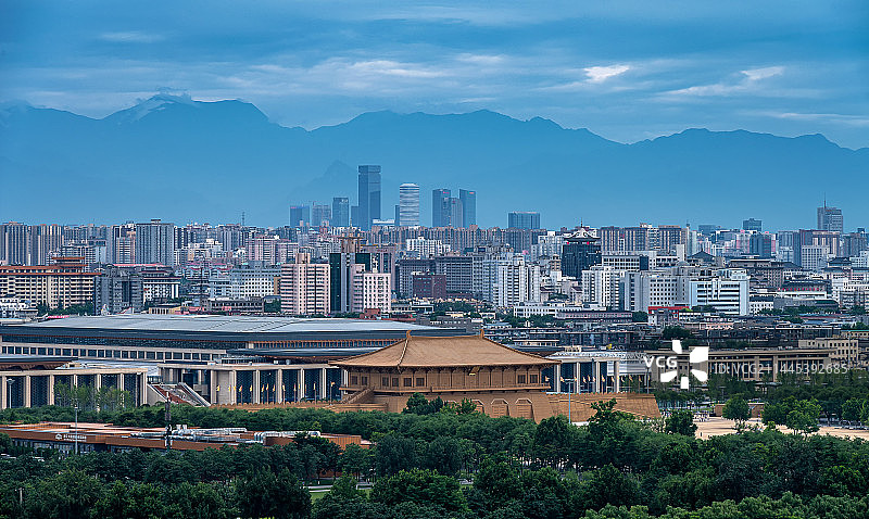 西安大明宫丹凤门门与CBD古今同框图片素材