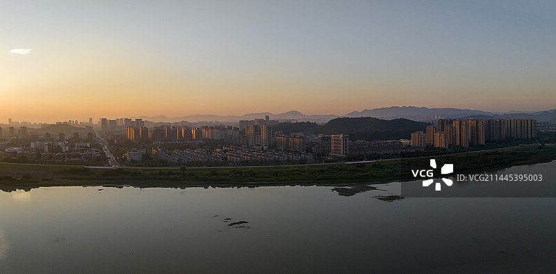 杭州余杭南湖公园苕溪航拍图片素材