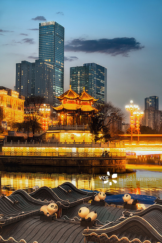 中国四川成都锦江合江亭夜景图片素材