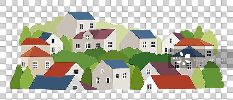 房子森林社区小镇插画图片素材