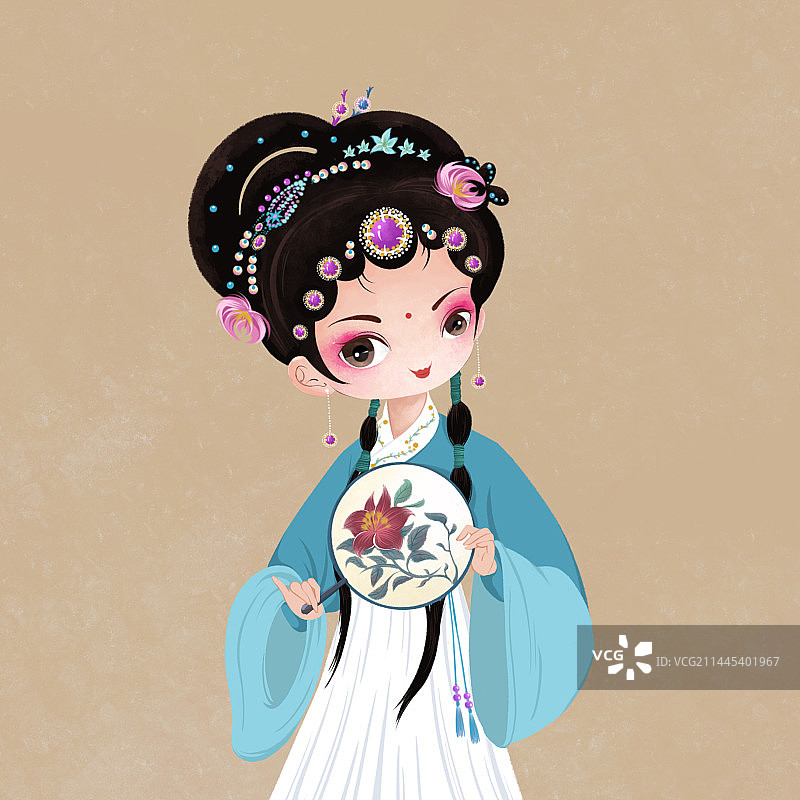 中国风戏剧人物角色手绘插画元素图片素材