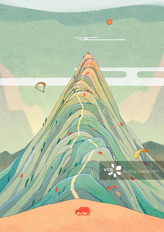 山顶上的滑翔伞图片素材