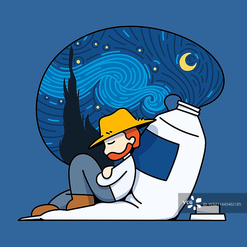 梦见星空的梵高图片素材