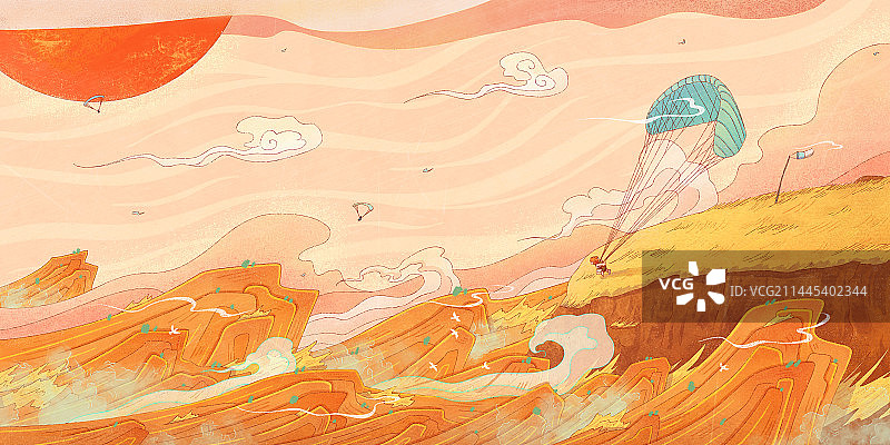 滑翔伞起飞图片素材