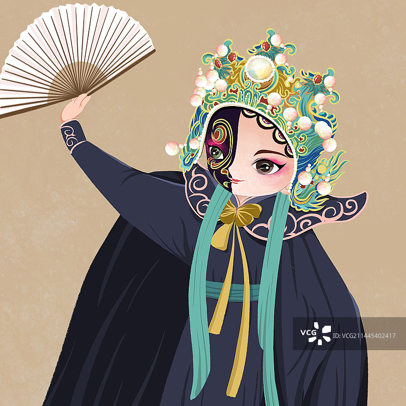 中国风戏剧人物角色手绘插画元素图片素材