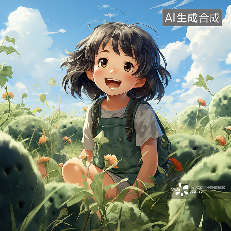 【AI数字艺术】可爱的女孩背景图片素材