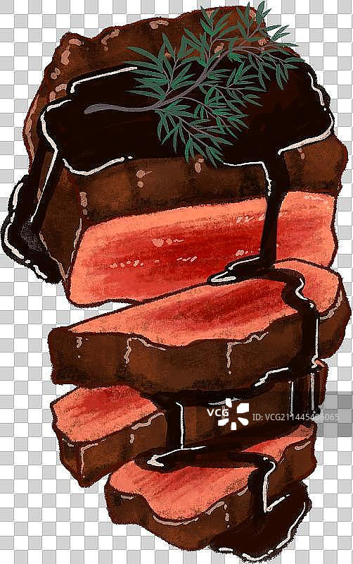 儿童插画风格美食晚餐肉类熟牛扒图片素材