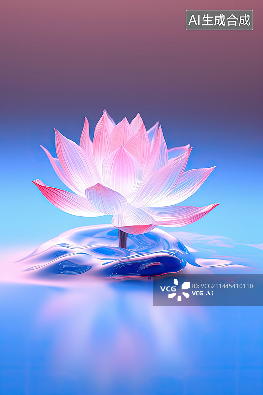 【AI数字艺术】透明质感的禅意莲花背景图片素材