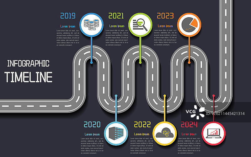 商务风格的时间线与流程图的矢量设计模板图片素材