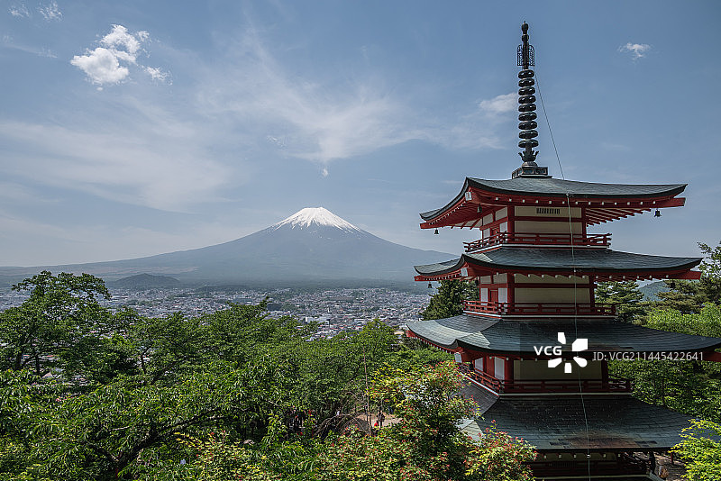 日本富士山浅间神社同框图片素材